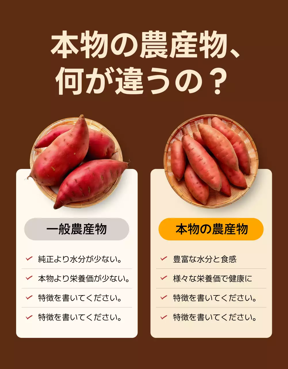 茶色 ナチュラル 農産物 チラシ