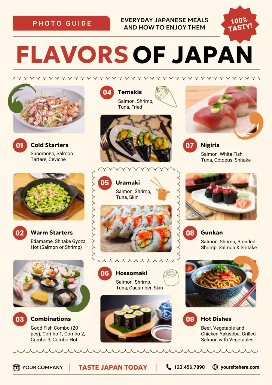 Red Modern Japanese Menu Poster