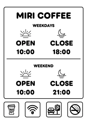 白黒 シンプル カフェ 営業時間