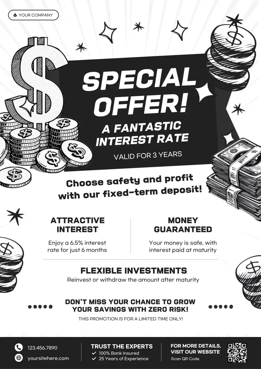 Black Retro Finance Special Offer Promotion Poster