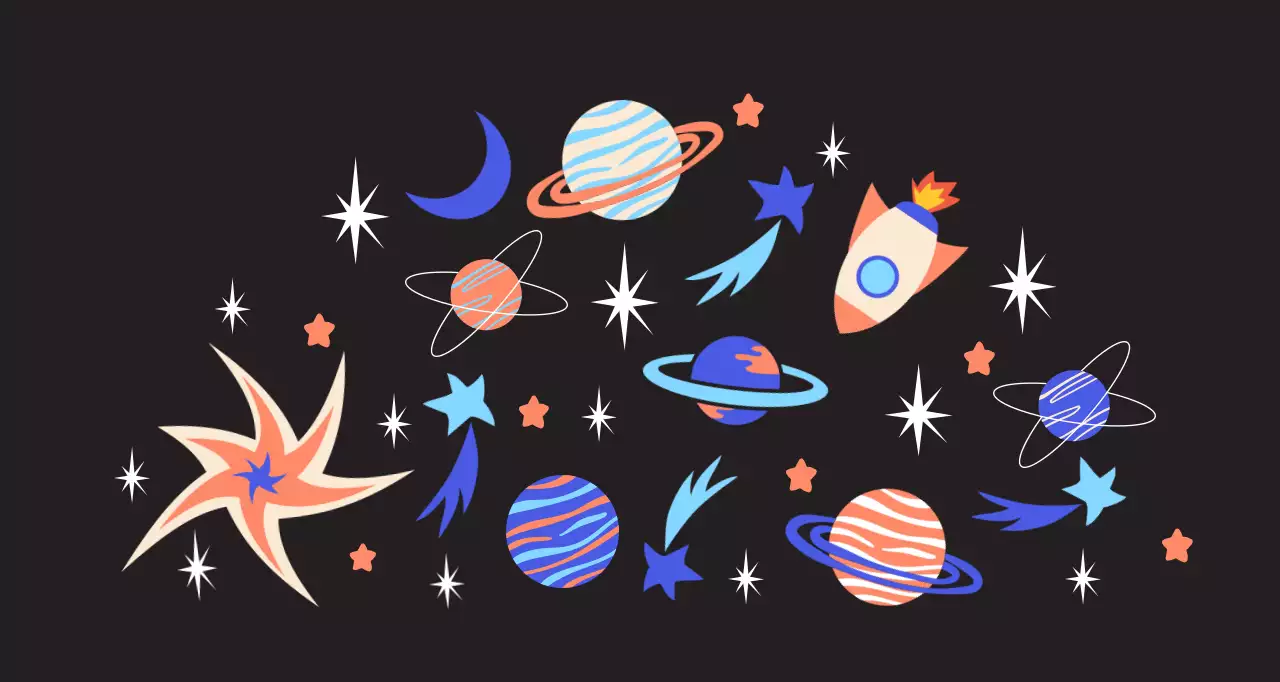 カラフル かわいい 宇宙 イラスト