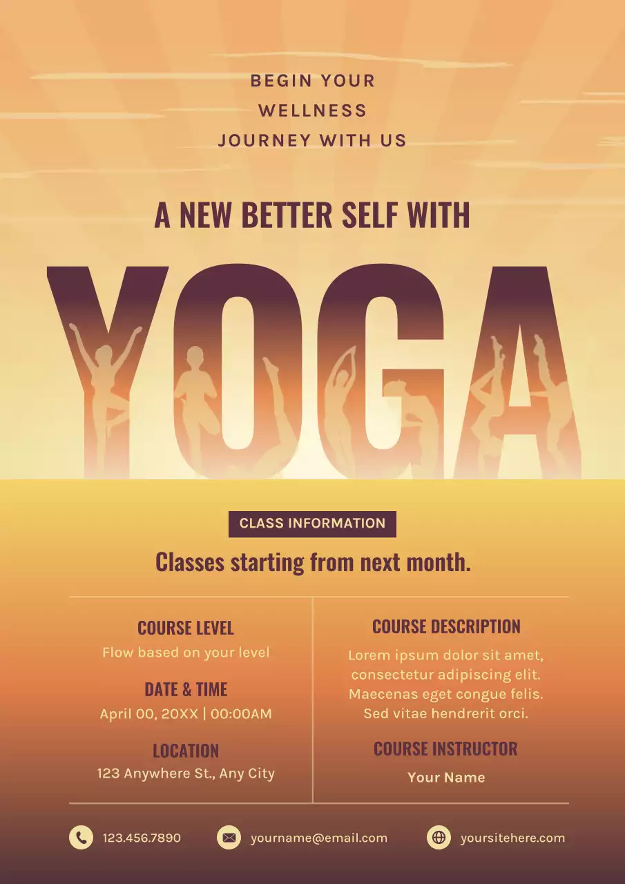 Orange Modern Yoga Event Announcement Poster