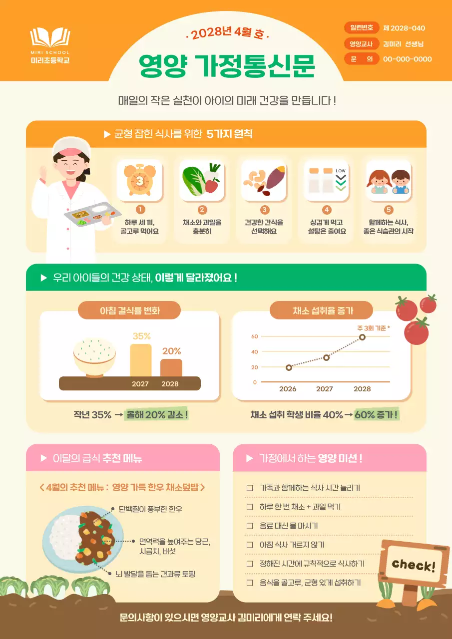 주황 깔끔 영양 교육 자료