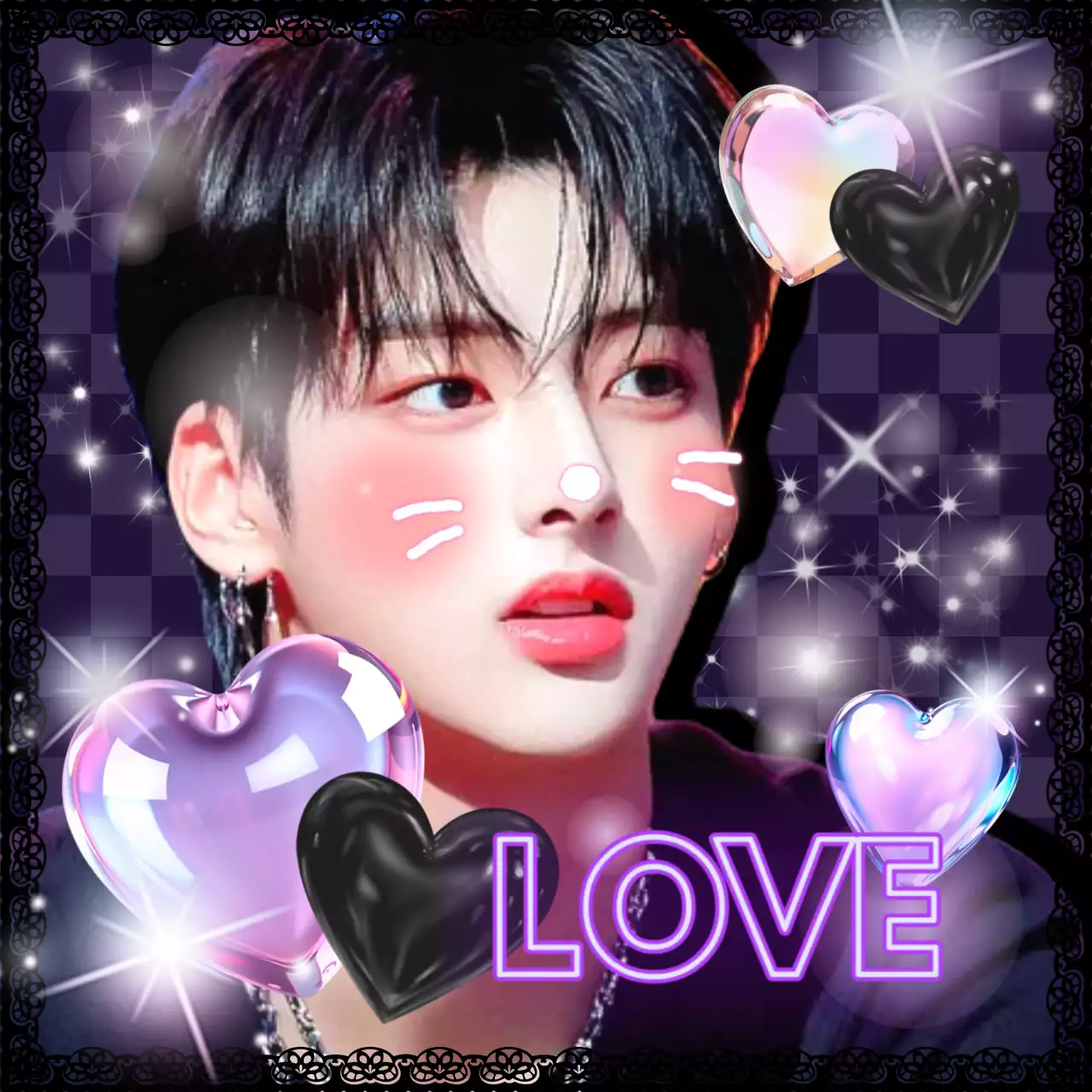 黒と紫 華やか ダークガーリーフリクラ