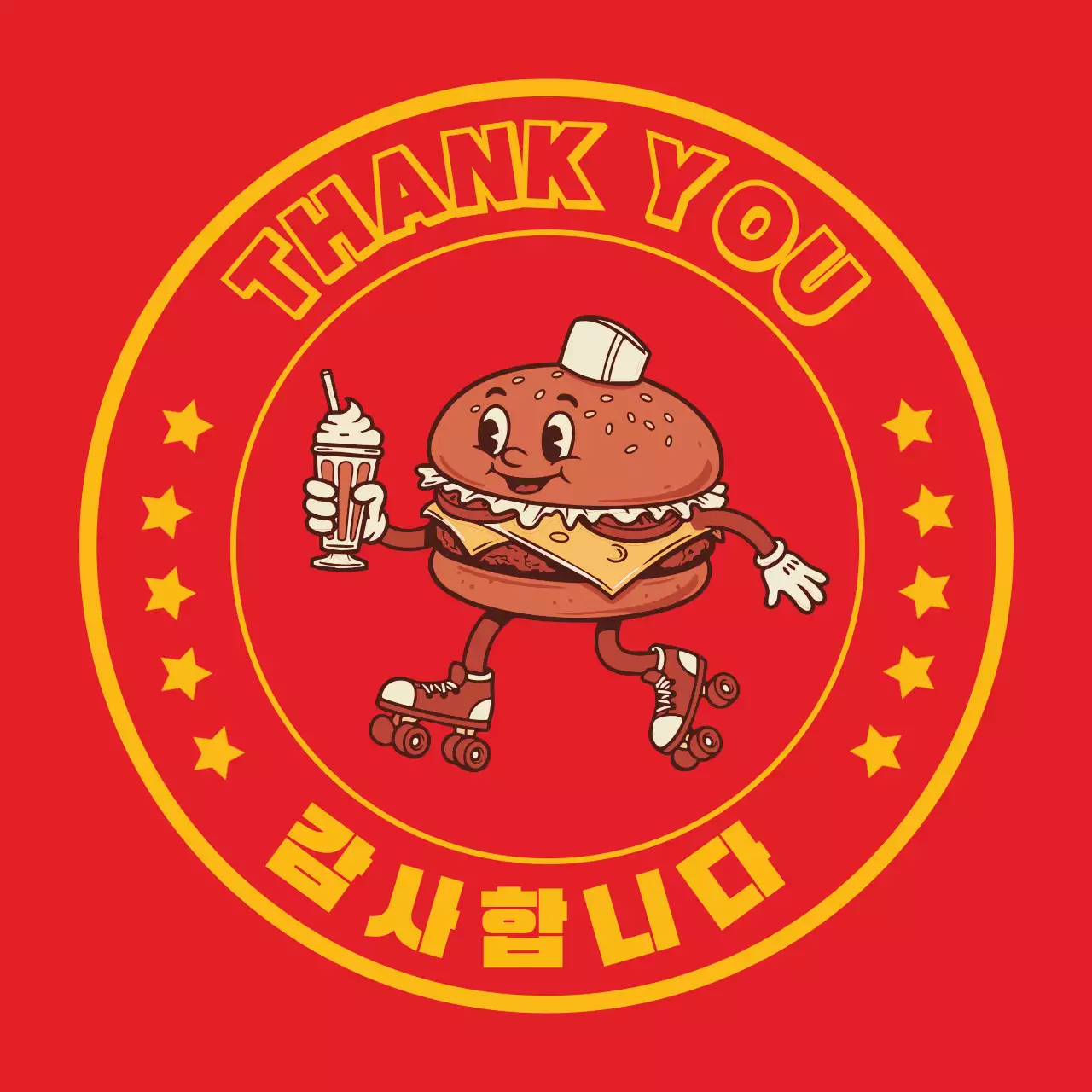 노랑 레트로 캐릭터 스티커