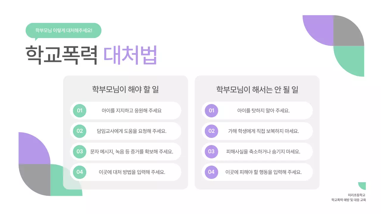 민트 심플 교육 자료 안전 교육