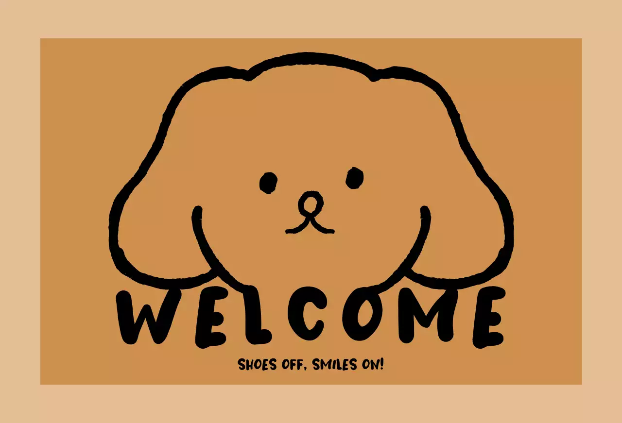 茶色 かわいい マット ようこそ