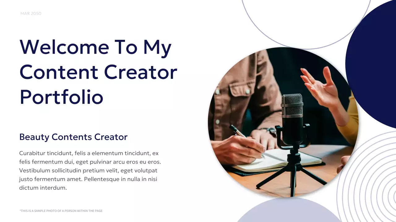 Navy Blue Modern Business Content Creator Proposal Presentation