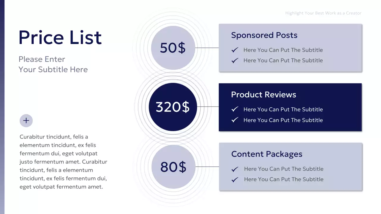 Navy Blue Modern Business Content Creator Proposal Presentation
