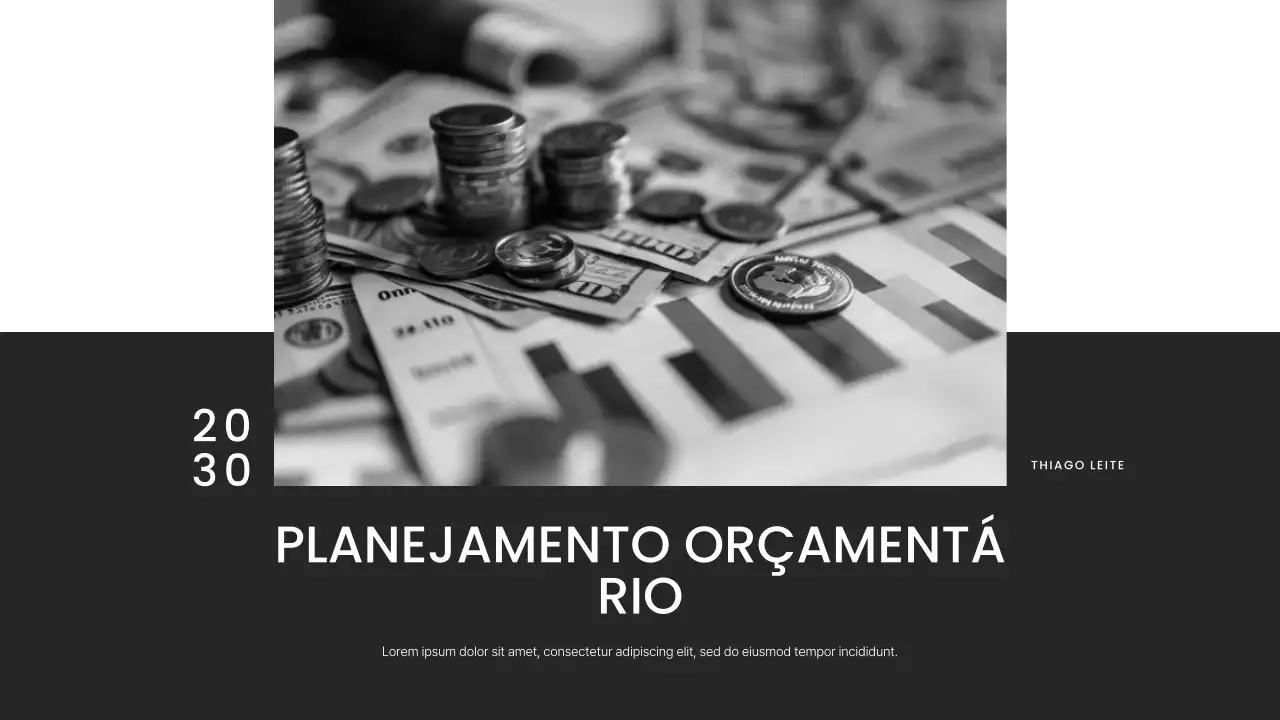 Apresentação do planejador de orçamento minimalista em tons de cinza