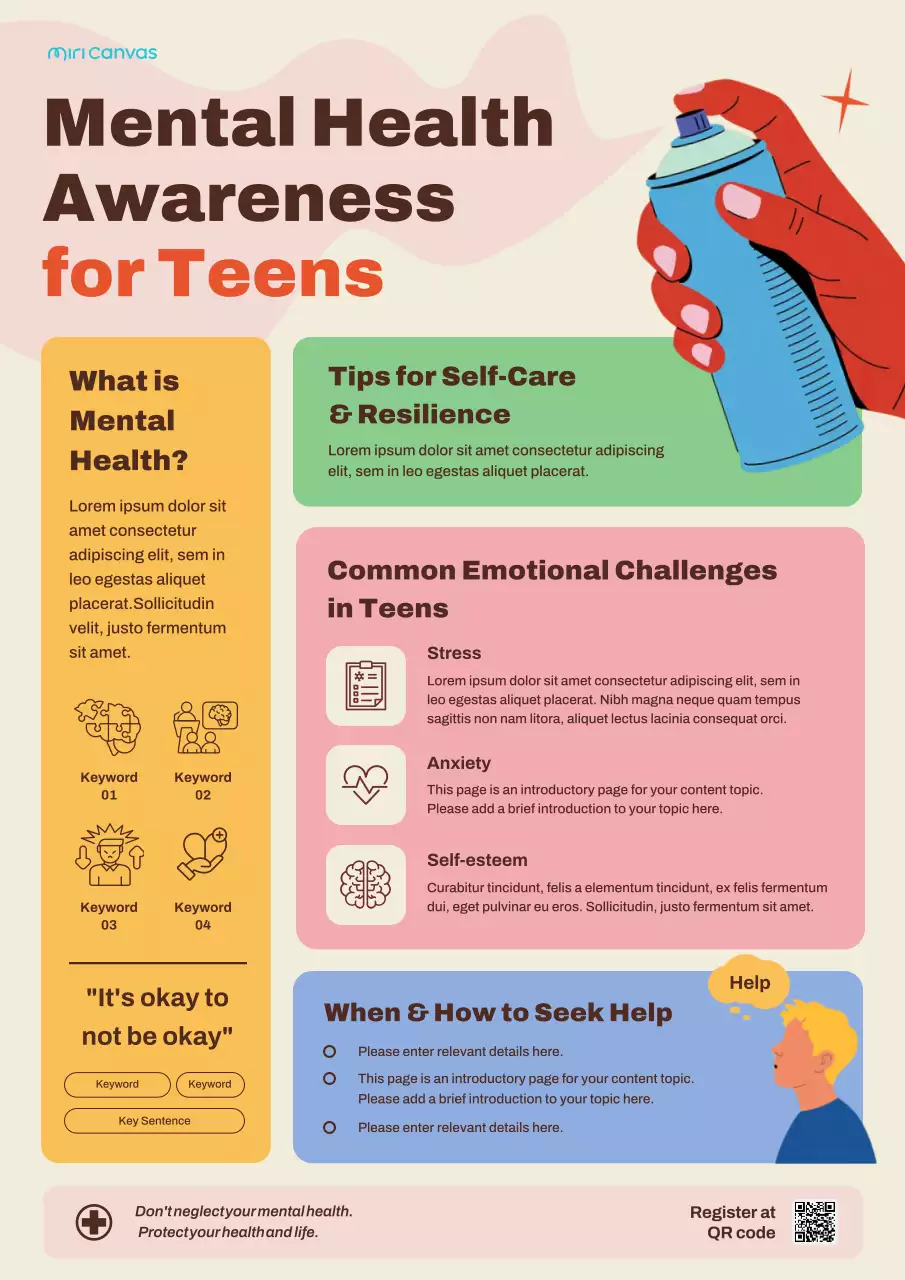 다채로운 전문가 정신 건강 인식 포스터