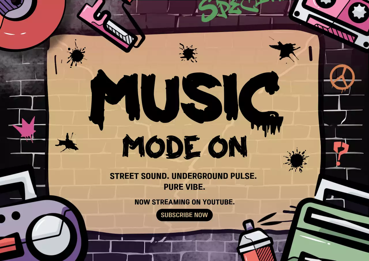 Black Graffiti Music Advertisement Poster