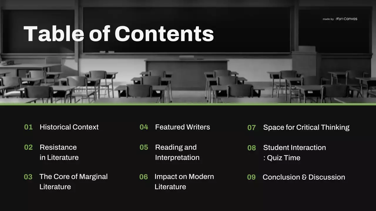 블랙 그린 모던 리터러시 클래스 프레젠테이션