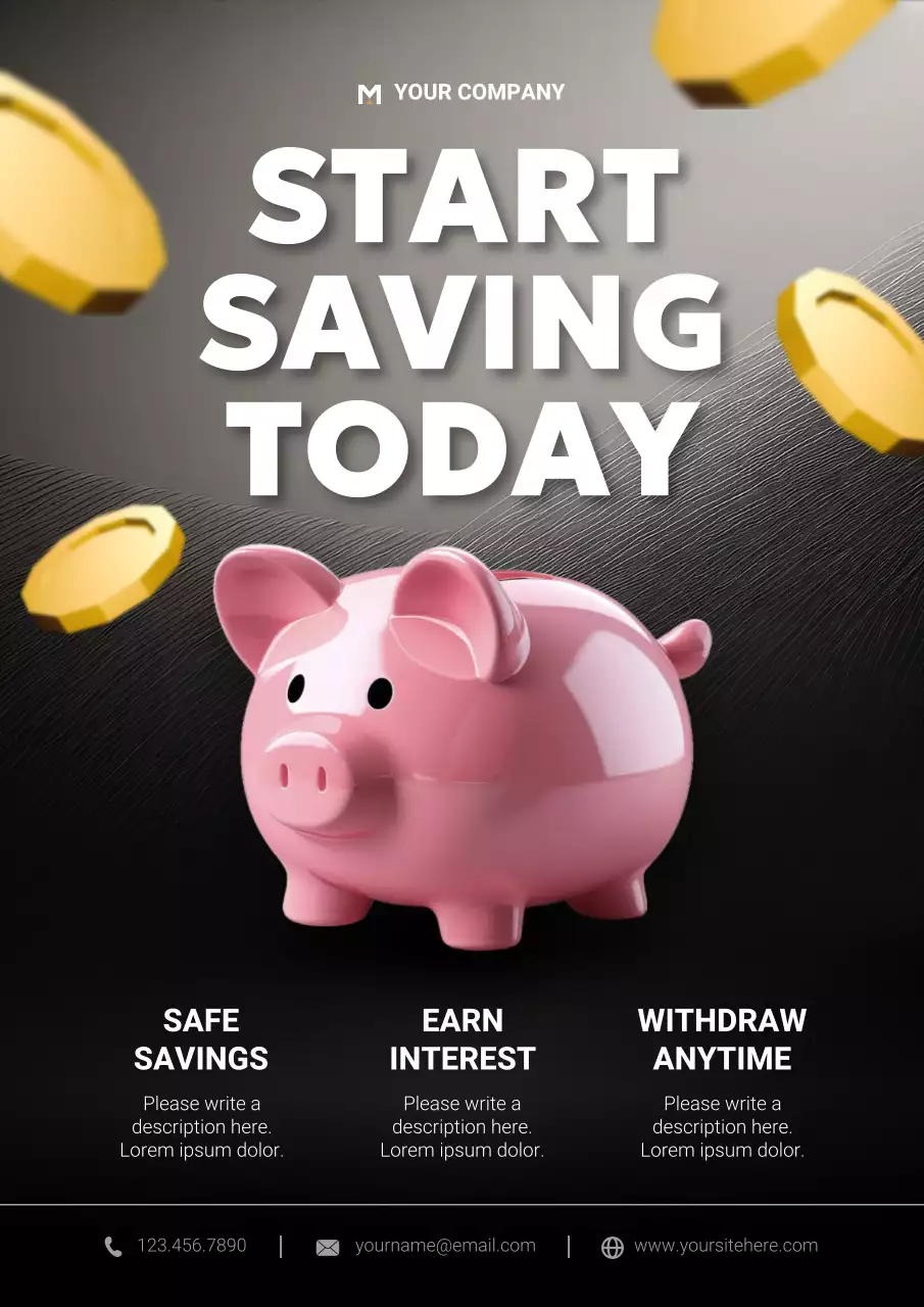 Black Modern Savings Promotion Poster
