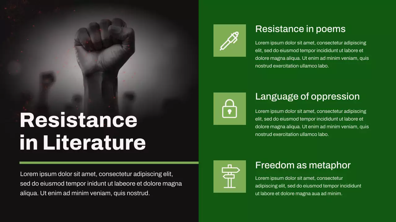 블랙 그린 모던 리터러시 클래스 프레젠테이션