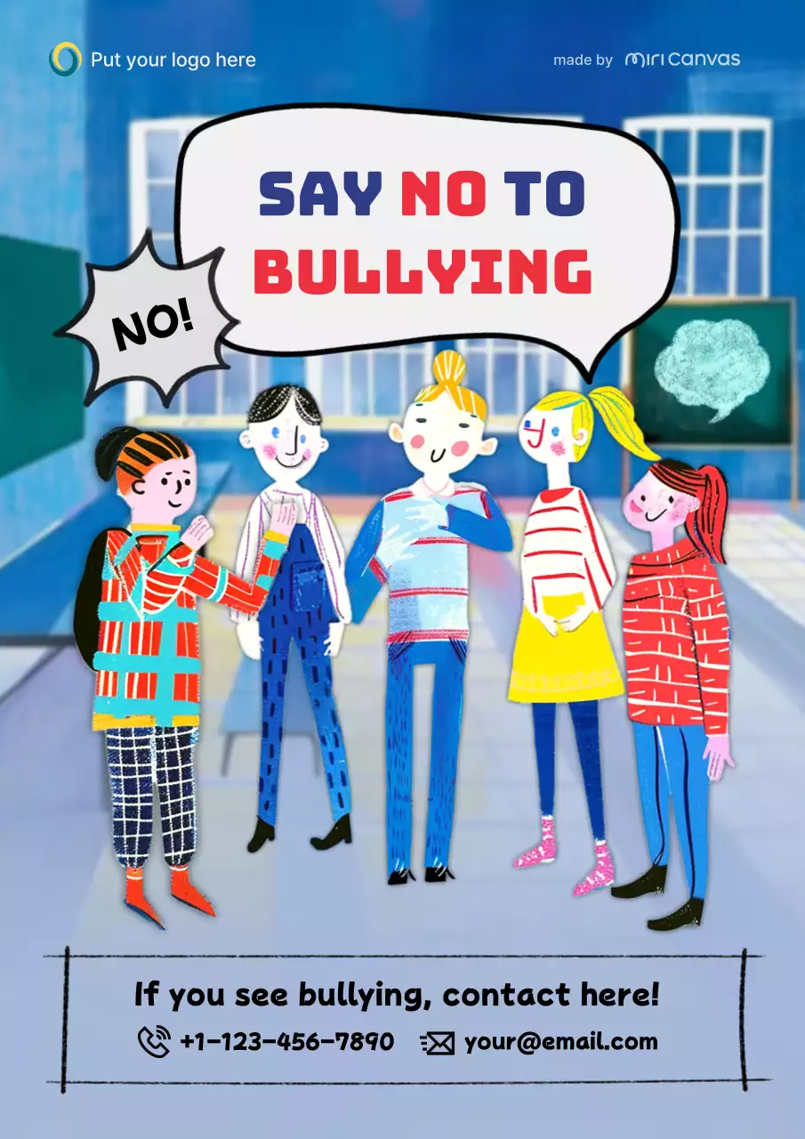 Colorful Illustration Anti-Bullying Announcement