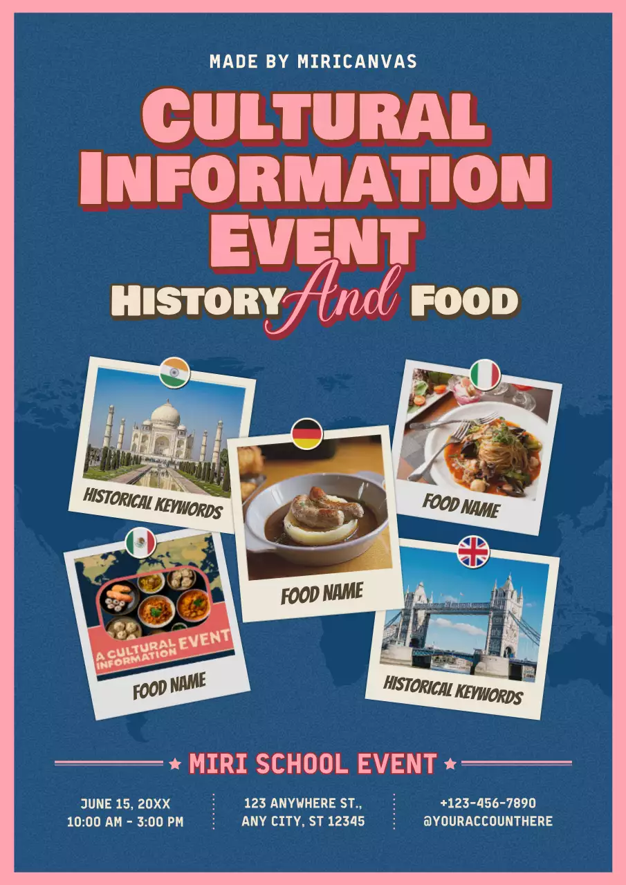 Blue And Pink Retro Cultural Event Announcement Poster