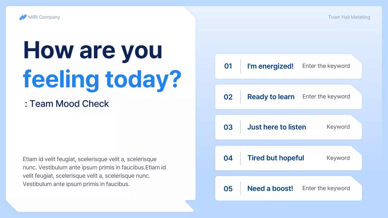 Blue Professional Town Hall Meeting Business Presentation