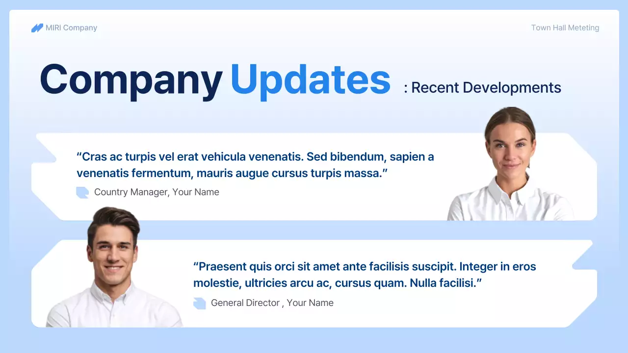 Blue Professional Town Hall Meeting Business Presentation