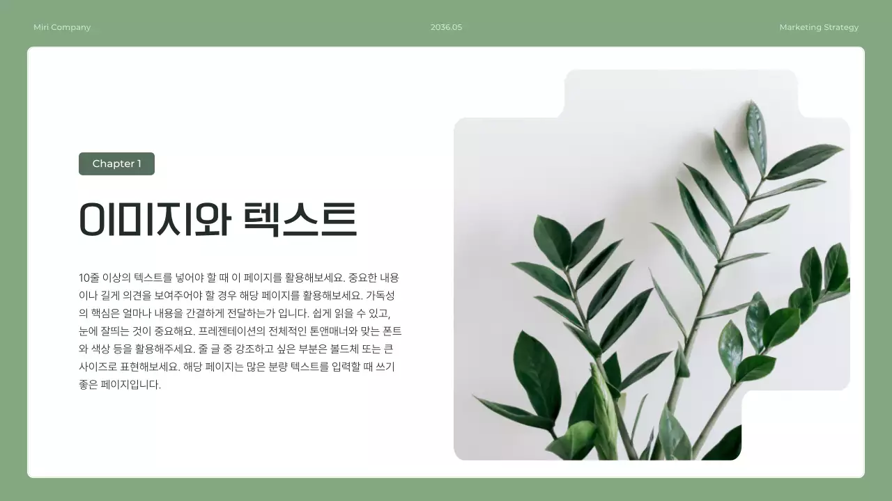 초록의 깔끔한 식물 이미지가 있는 보고서