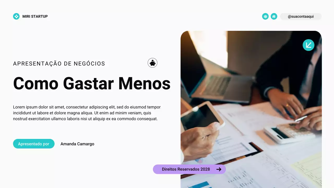Planejador de orçamento moderno Bento Grid azul-petróleo e roxo