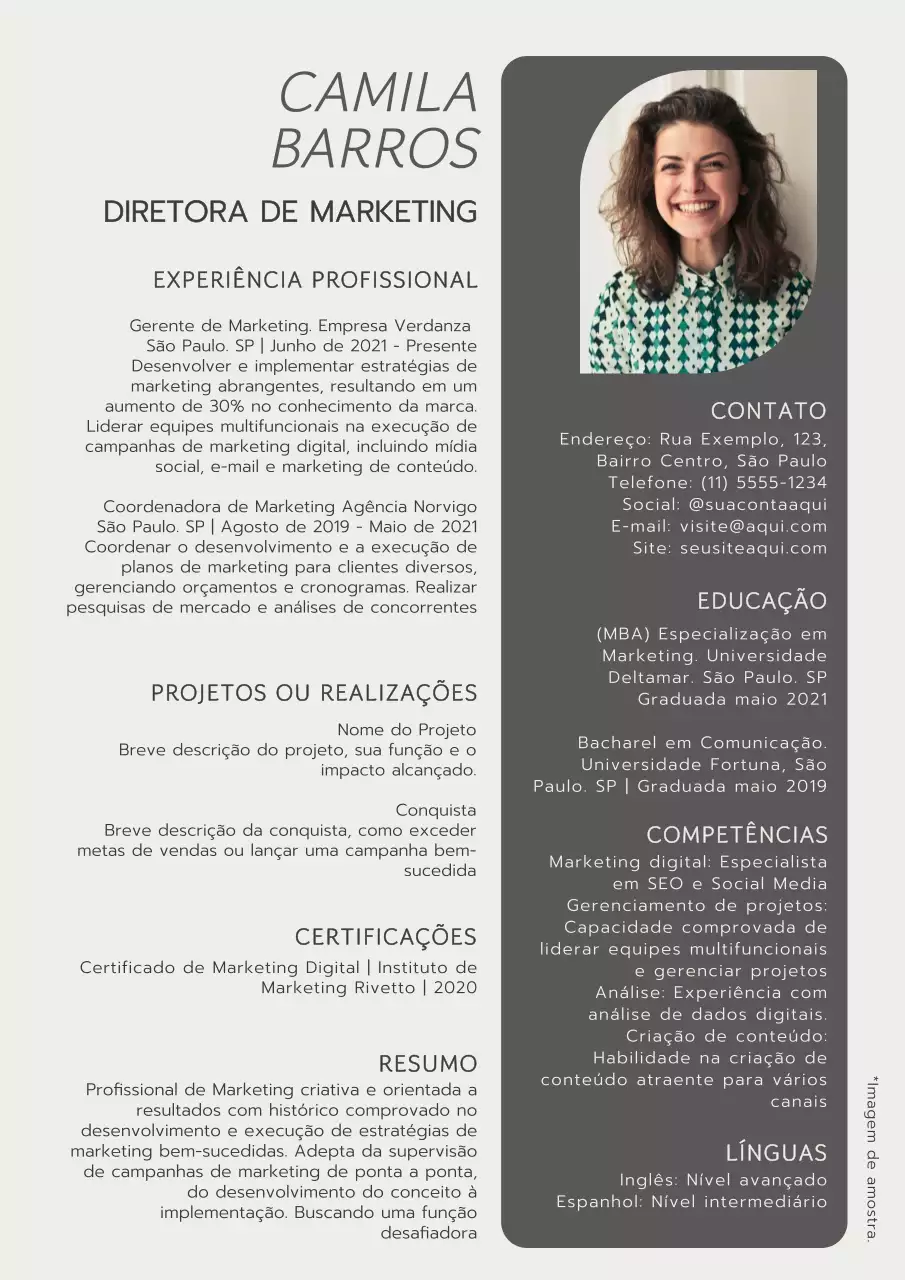 Introdução ao currículo do diretor de marketing moderno bege e castanho