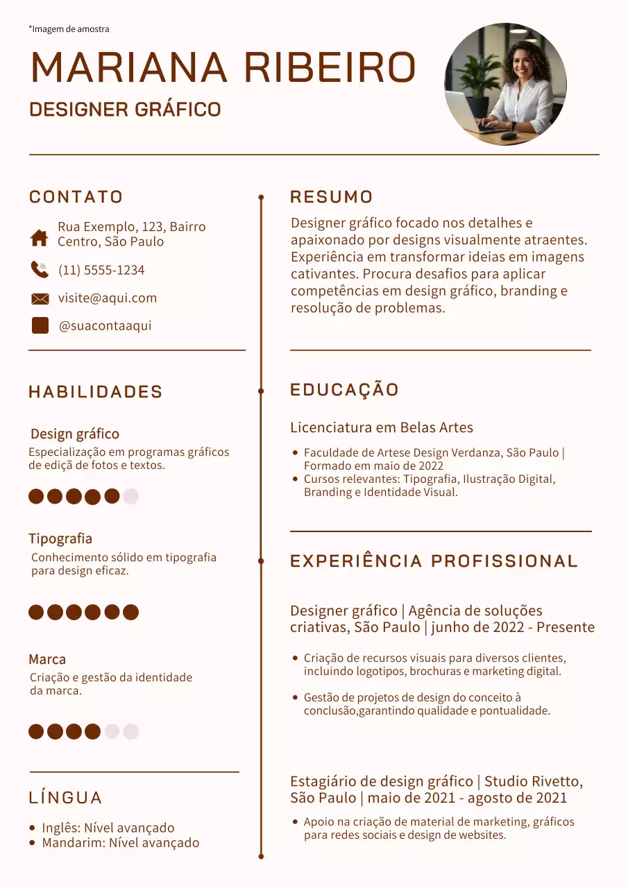 Portfolio de designer gráfico simples a vermelho e branco