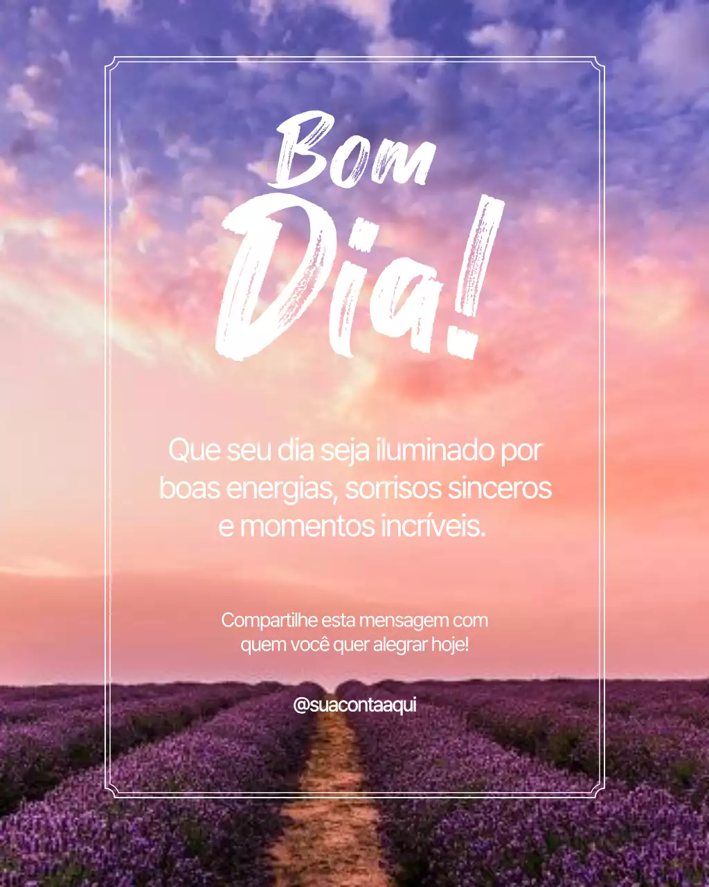 Postagem no Instagram de cartão de felicitações matinal com estética roxa