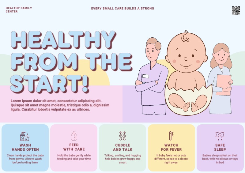Pastel Modern Baby Health Guide Poster