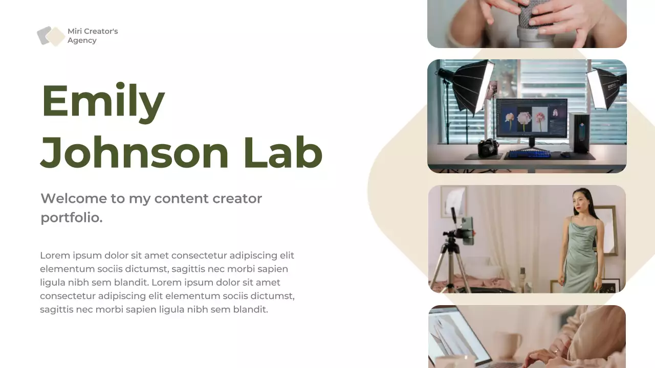 Green Modern Content Creator Promotion Presentation