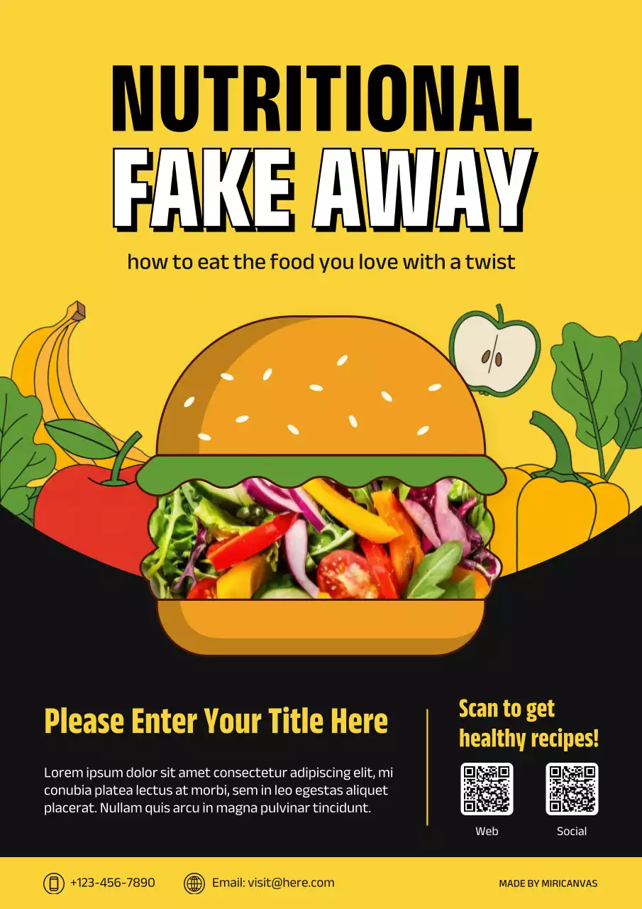 Yellow Creative Nutritional Fake Away Notification Poster