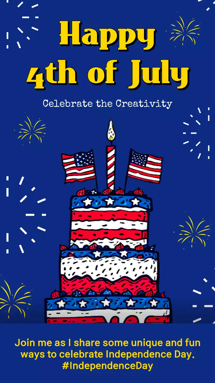 Blue Retro Independence Day Announcement Instagram Post