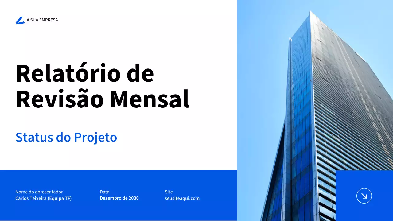 relatório de empresa moderna azul