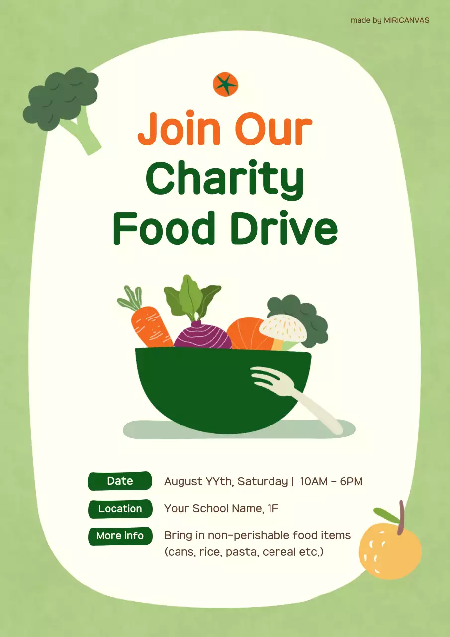 Green Nature Food Charity Event Announcement Poster