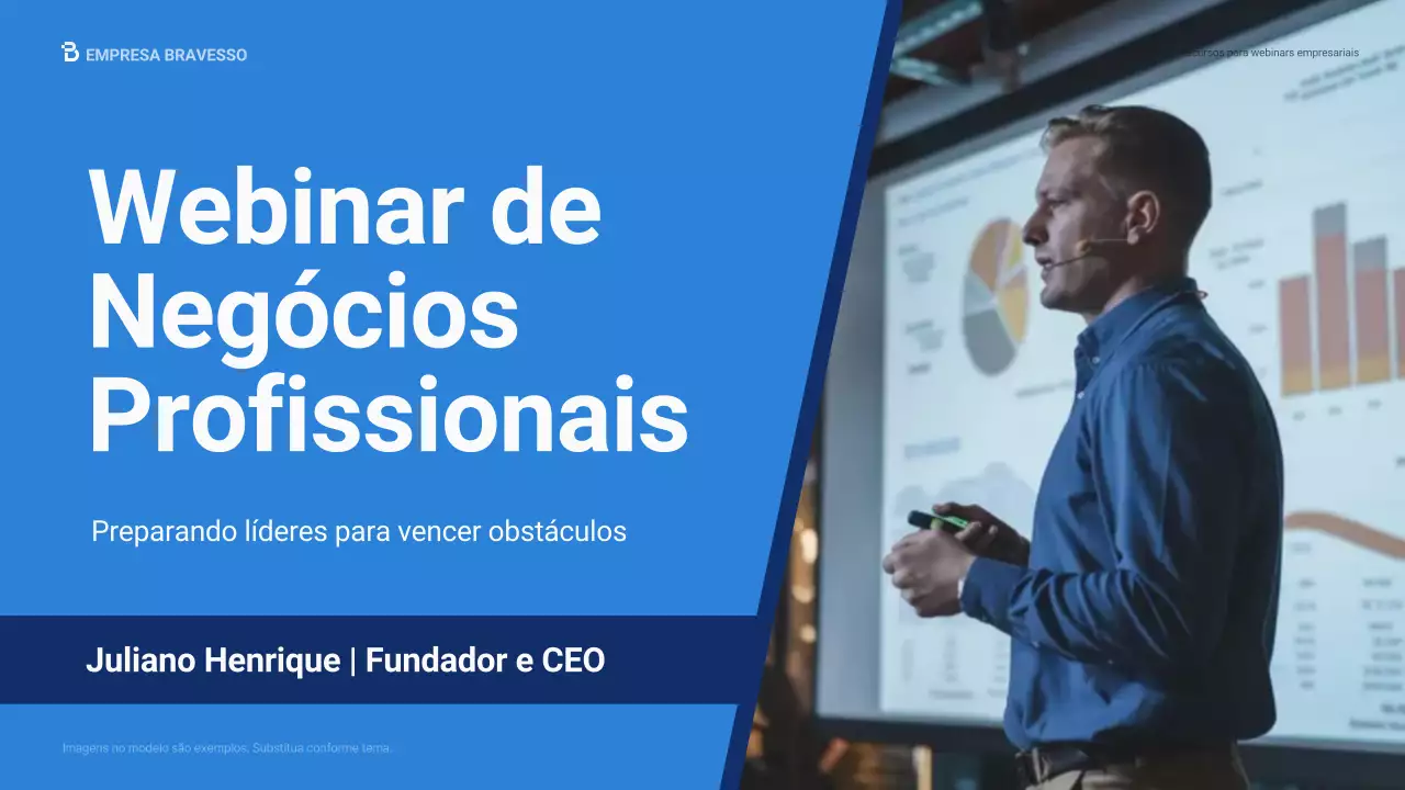 Apresentação de promoção de webinar de negócios profissional azul