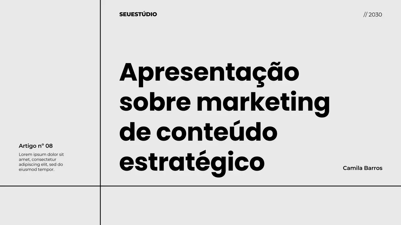 Apresentação de marketing de conteúdo estratégico minimalista moderno