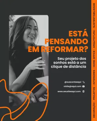 Publicação de anúncio de renovação moderna em laranja no Instagram