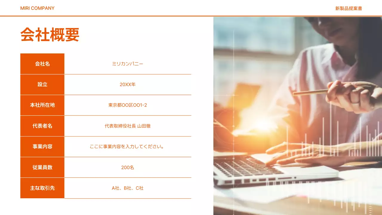 オレンジ シンプル テクノロジー 提案書