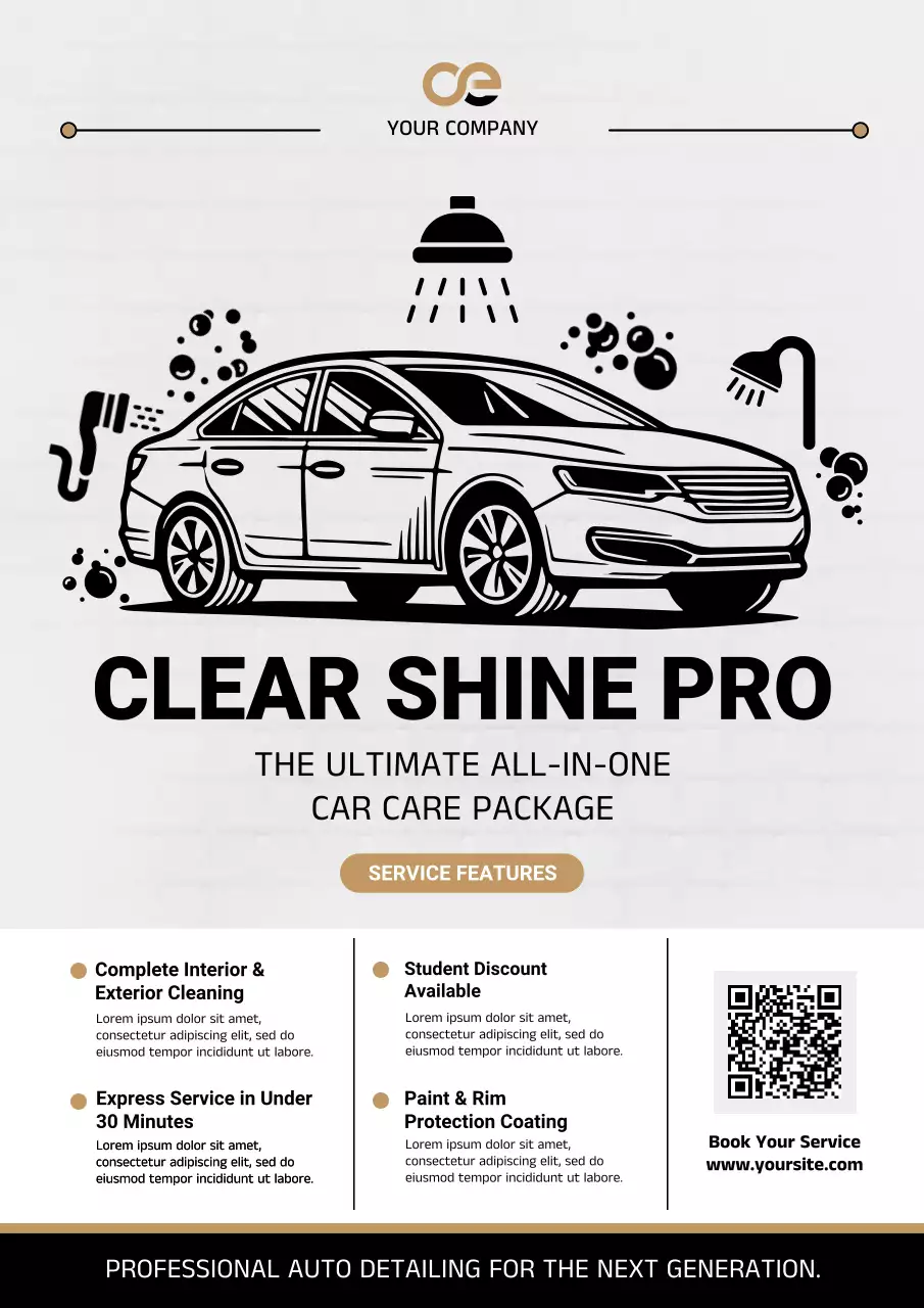 Black Modern Car Wash Service Promotion Poster