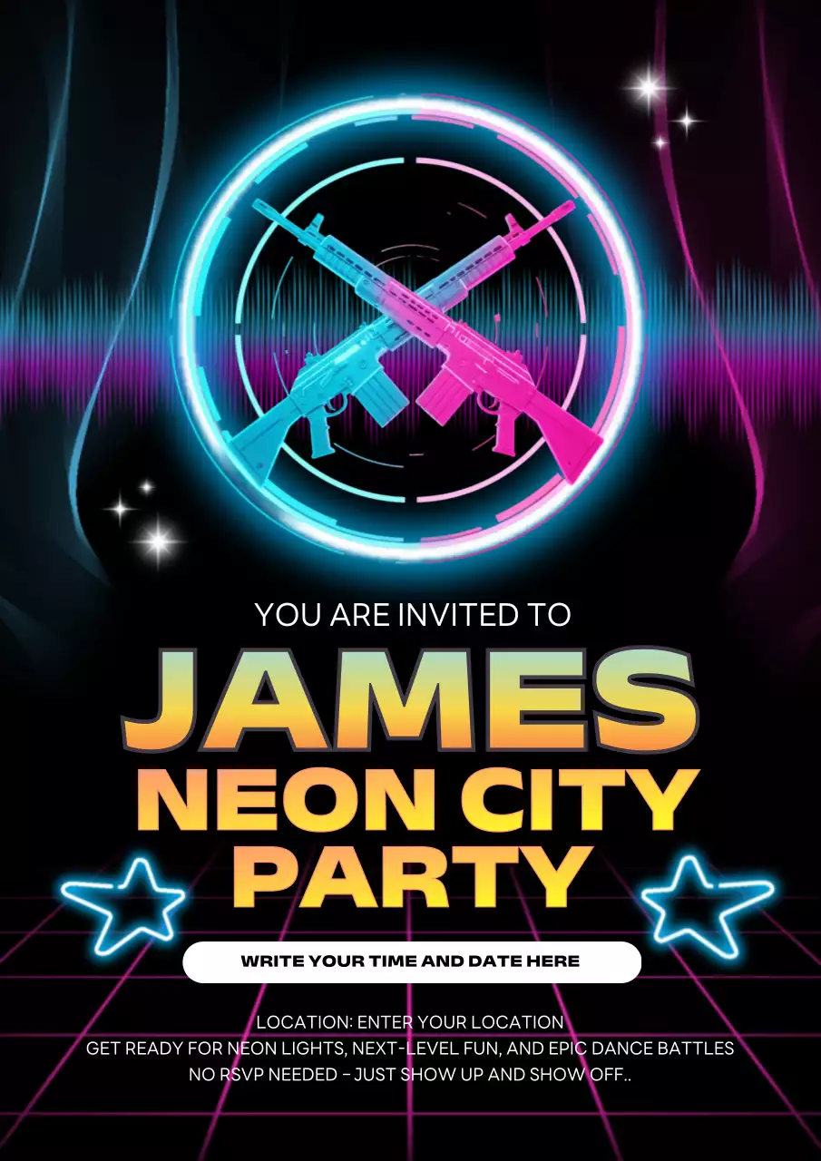Neon Retro Party Invitation Poster