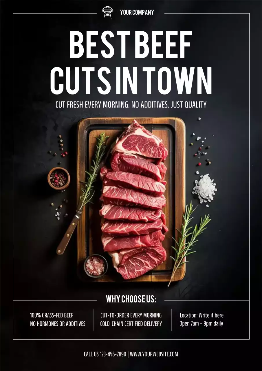 Brown Modern Beef Steak Sale Advertisement Poster
