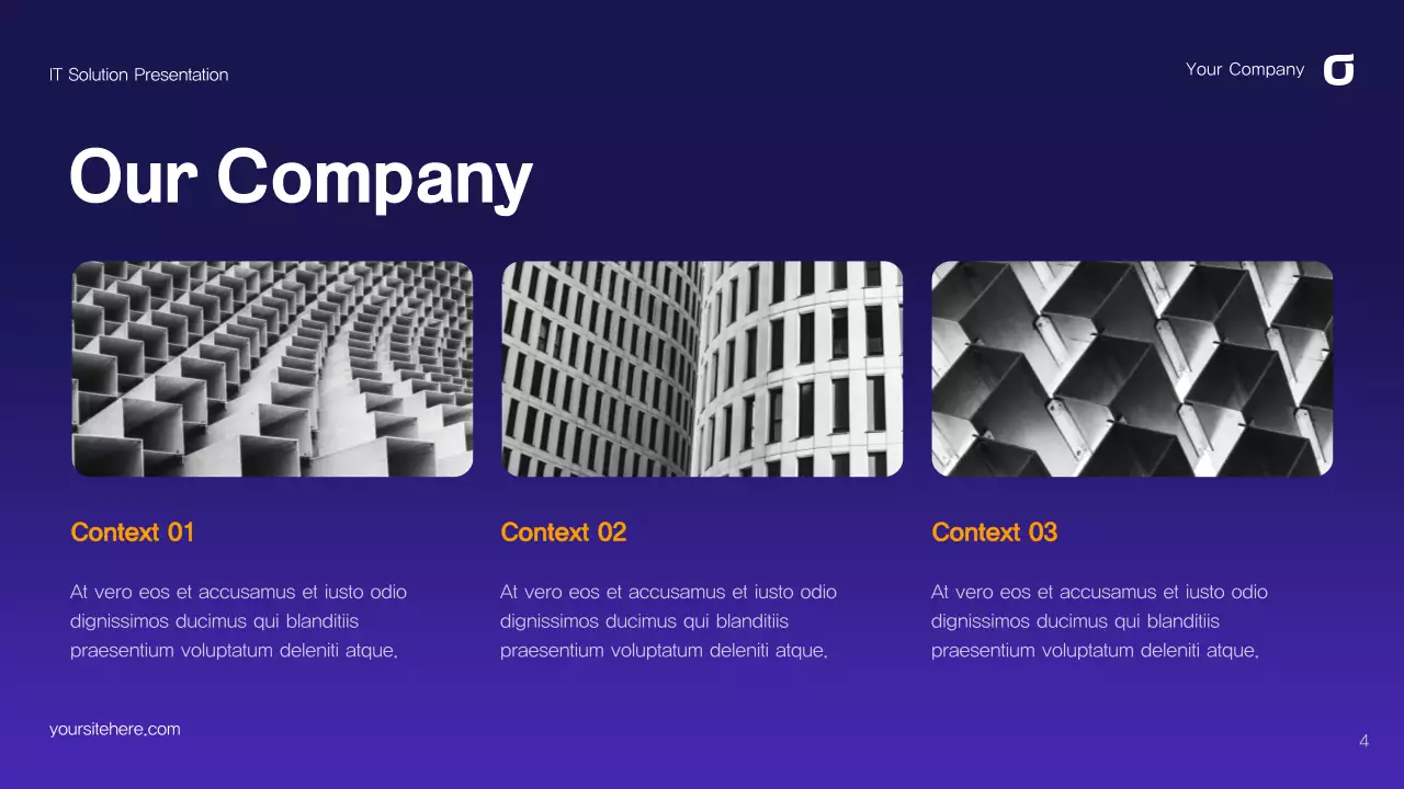 Purple Blue Abstract IT Solution Presentation