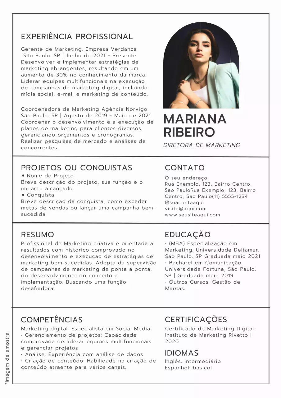 Introdução ao currículo do diretor de marketing moderno branco e cinzento