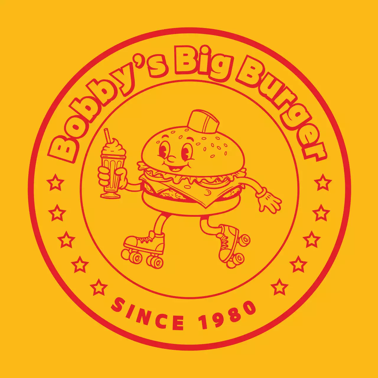 주황 레트로 패스트푸드 로고