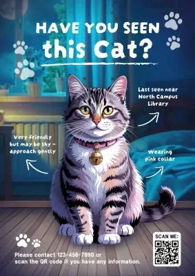 Blue Modern Lost Pet Announcement Poster