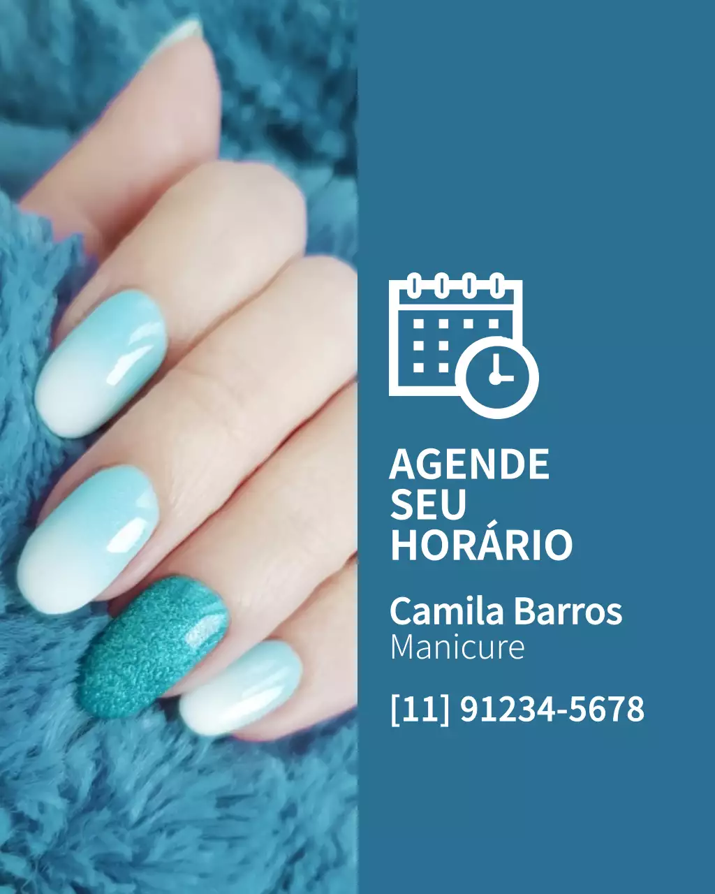 Publicação de anúncio de manicure moderna azul no Instagram
