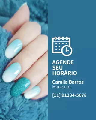 Publicação de anúncio de manicure moderna azul no Instagram