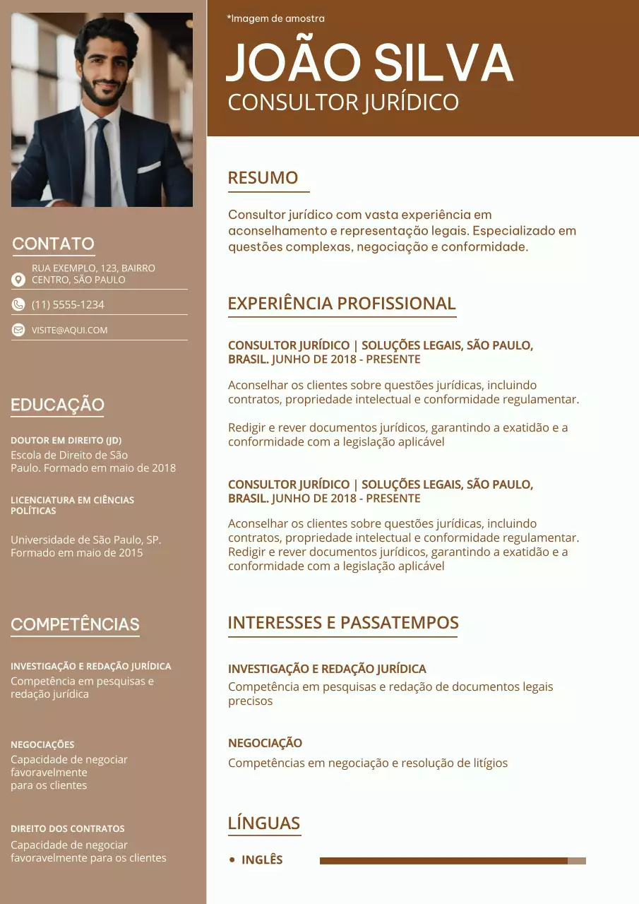 Carteira simples de consultores jurídicos em castanho e branco