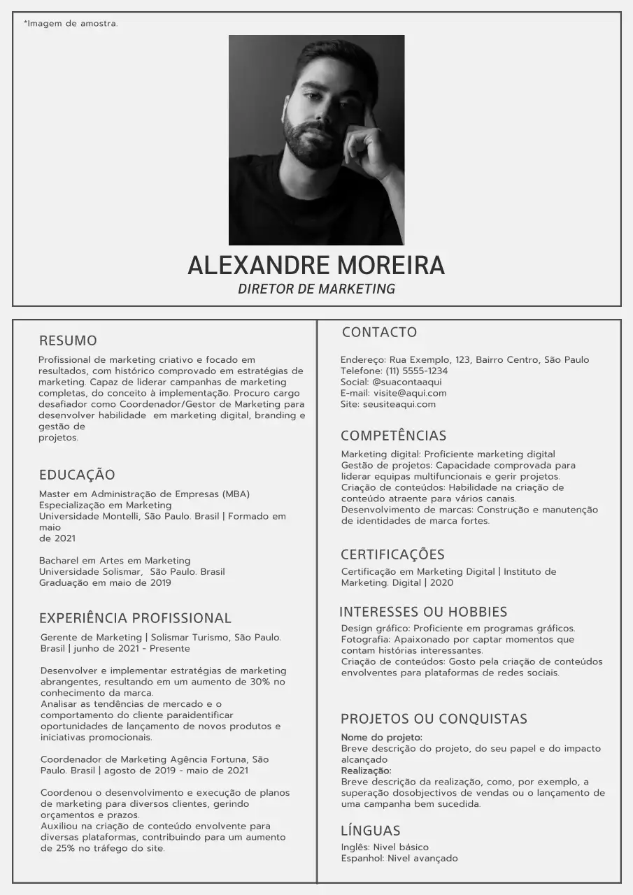 Bege e cinzento Minimal Marketing Manager Resume Introdução