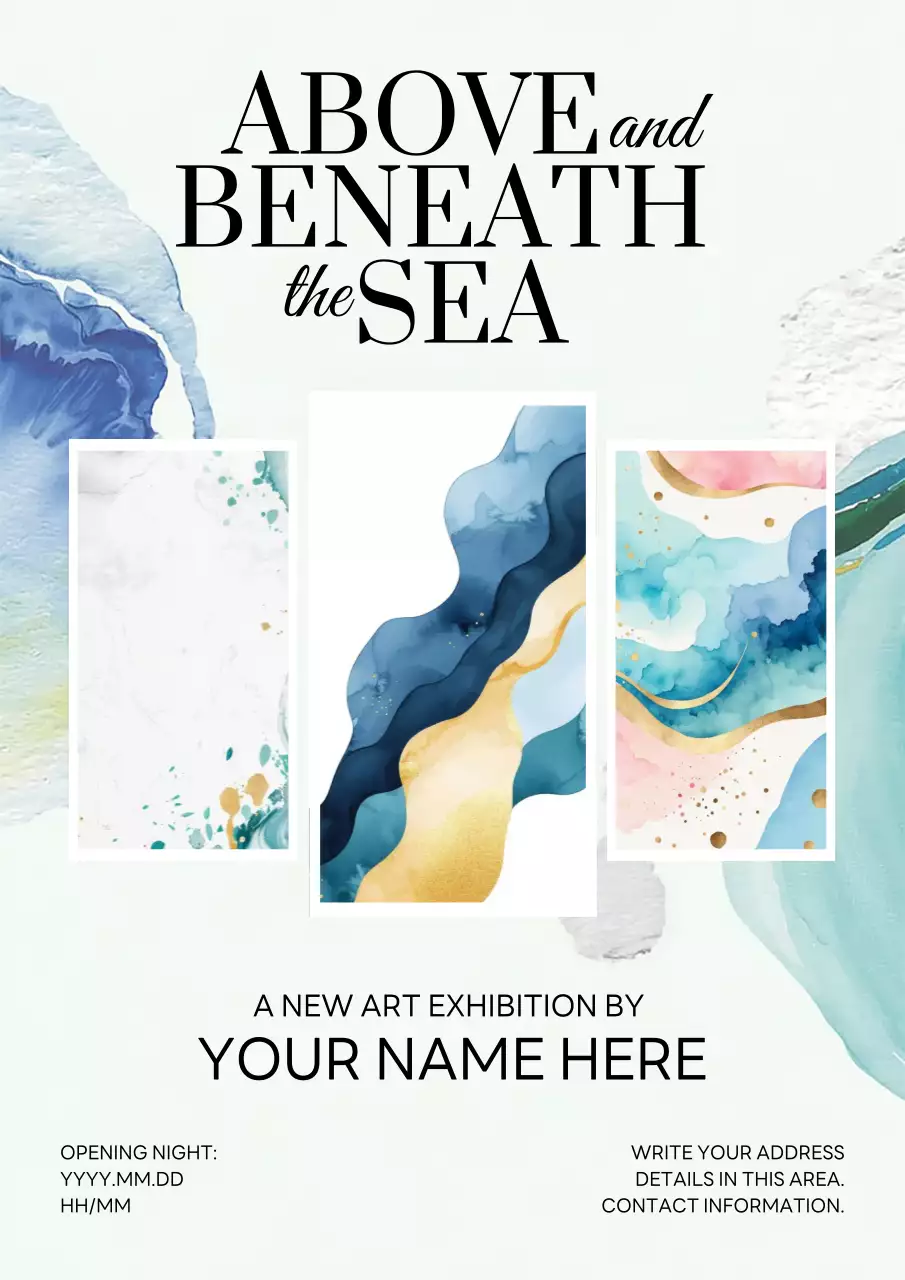 bBue Abstract Art Exhibition Poster